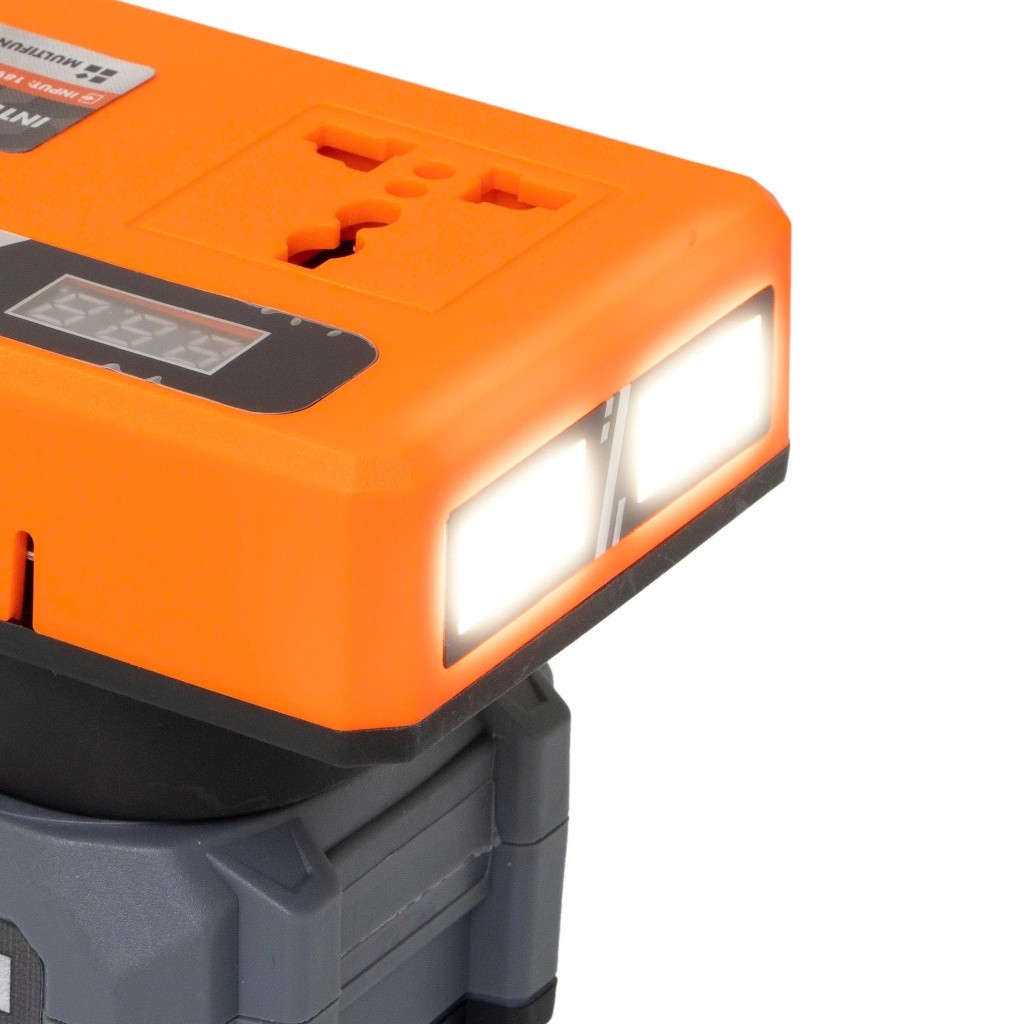 Bộ chuyển đổi nguồn điện HUKAN G1-BCN0218 | Chuyển từ pin 18-21V lên 220V Cắm Được Quạt Điện, Sạc Nhanh, Có Đèn Led