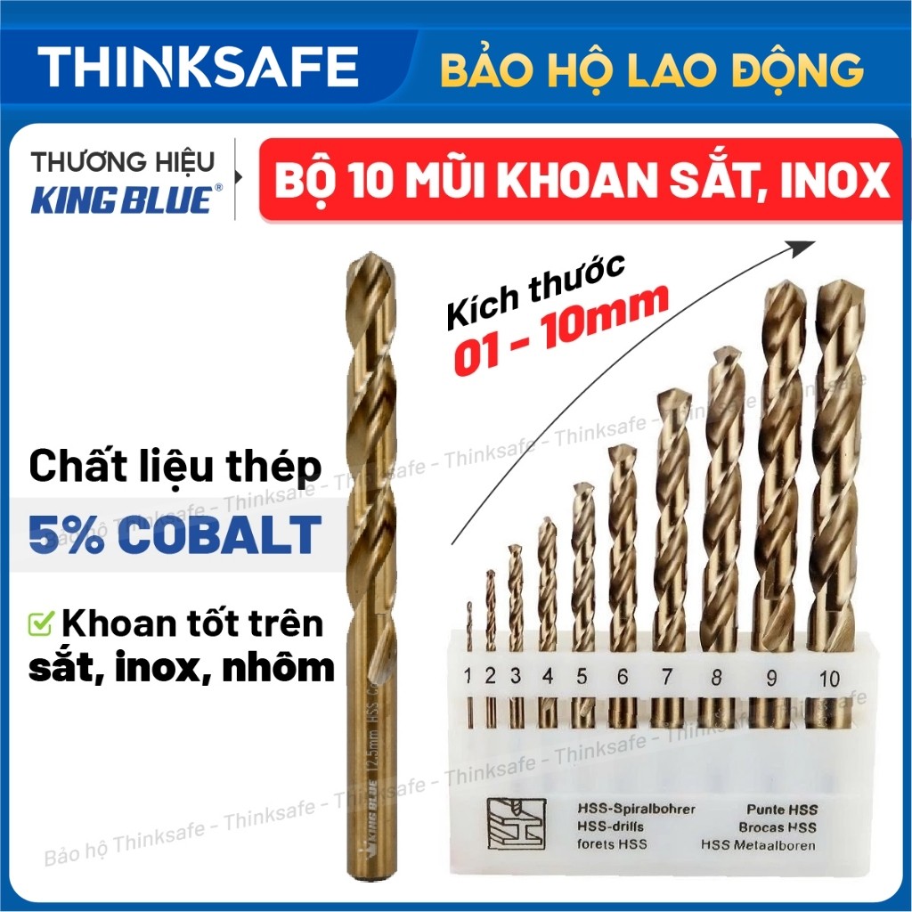 Bộ 10 mũi khoan inox, sắt, nhôm KingBlue KBY2-B10