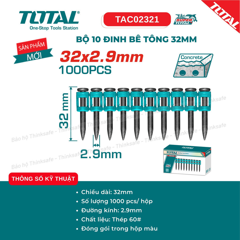 Đinh bê tông cho máy bắn đinh TOTAL