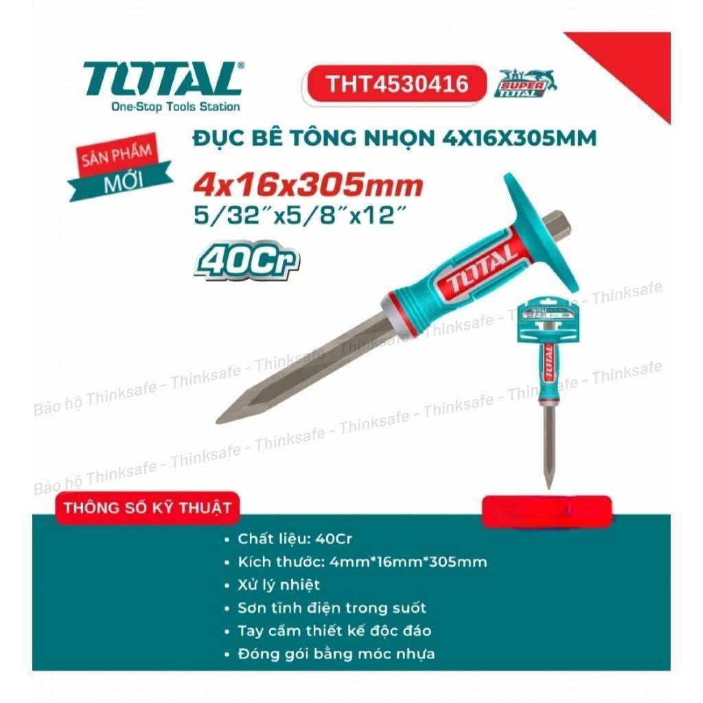 Đục bê tông nhọn TOTAL THT4530416 kích thước 4x16x305mm
