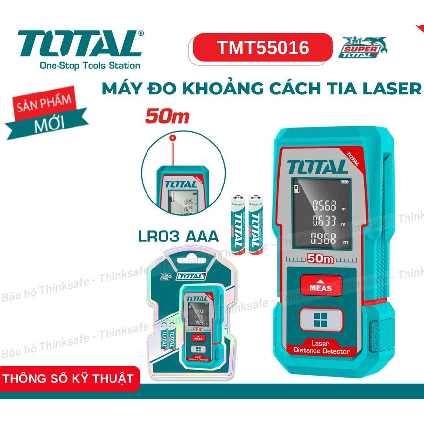 Máy đo khoảng cách tia laser 0.05-50m TOTAL TMT55016, tia đỏ