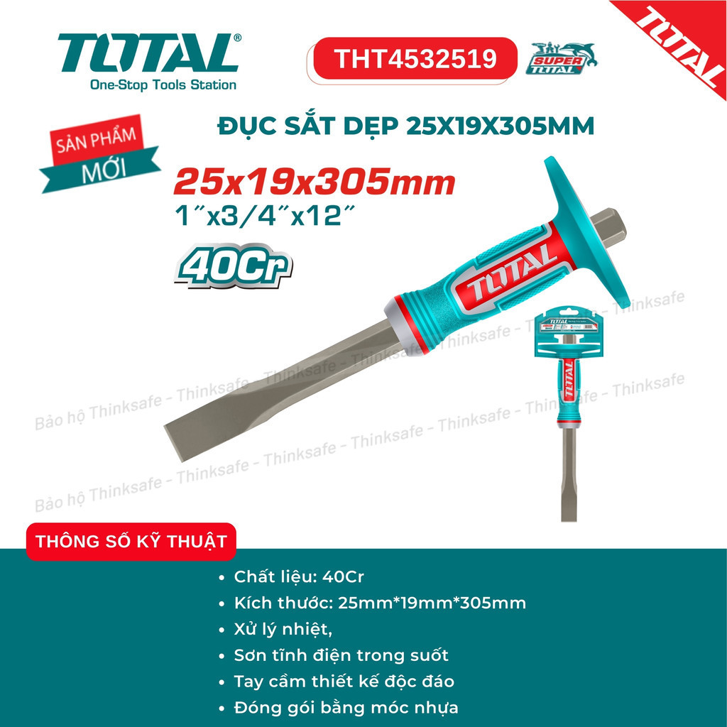 Đục sắt dẹp 25x19x305mm TOTAL THT4532519