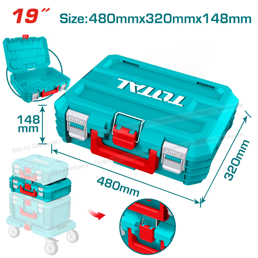 Hộp Đựng Đồ Nghề Xếp Chồng TOTAL TPBXS101/ TPBXS102 kích thước 16-19 inch Nhựa PP Bền Chắc Chống Va Đập
