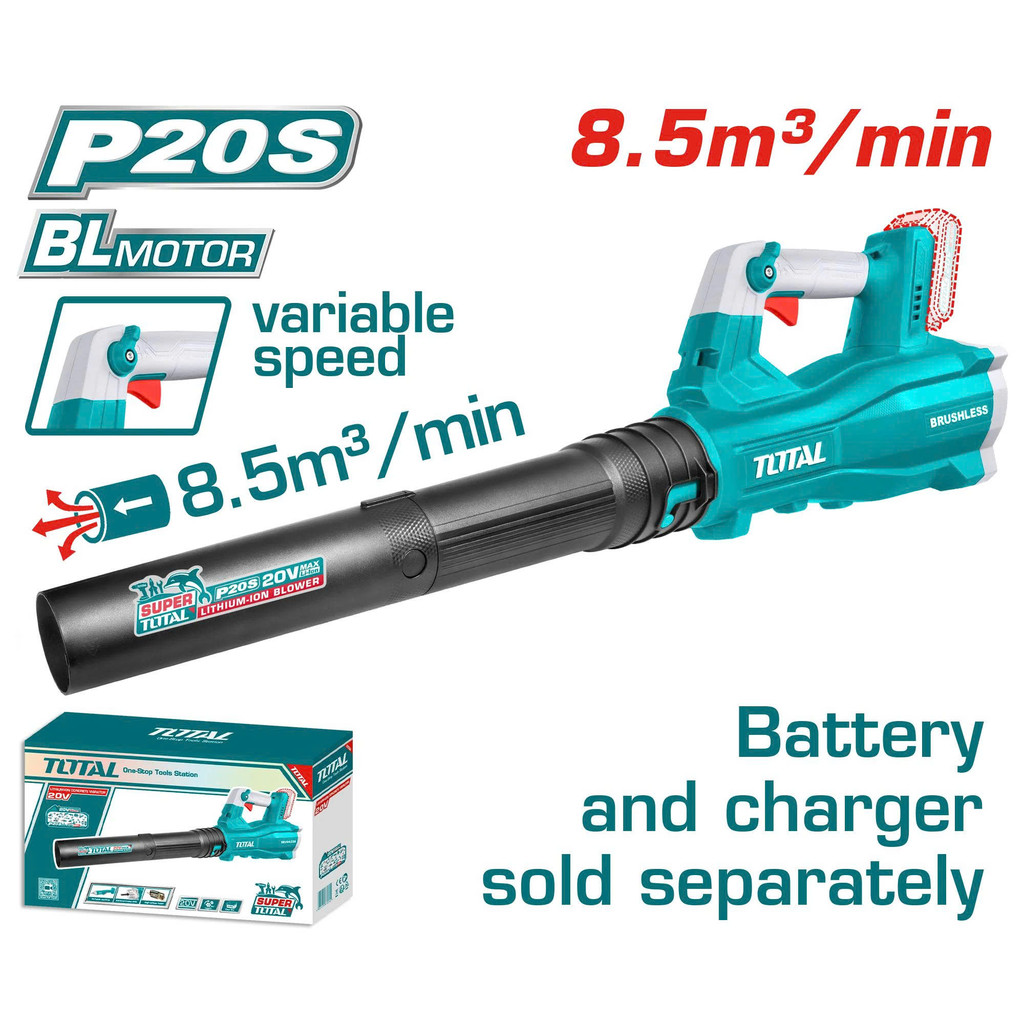 Máy thổi dùng pin 20V 2,7m3/p - 8.5m3/p Total, Tốc độ không tải 18000 vòng/phút, phân phối chính hãng Thinksafe