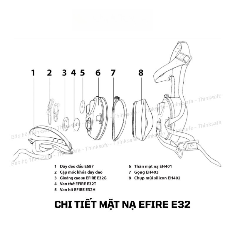 Mặt Nạ Bảo Hộ EFIRE E32 Nửa Mặt Cao Cấp, 1 Phin Lọc Kín Khí, Chống Bụi Mịn, Hóa Chất, Phun Sơn