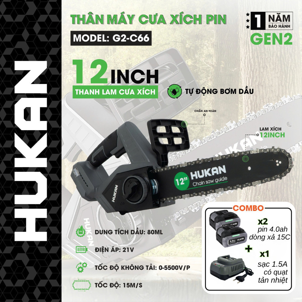 Máy cưa xích pin lam lớn HUKAN G2-C66