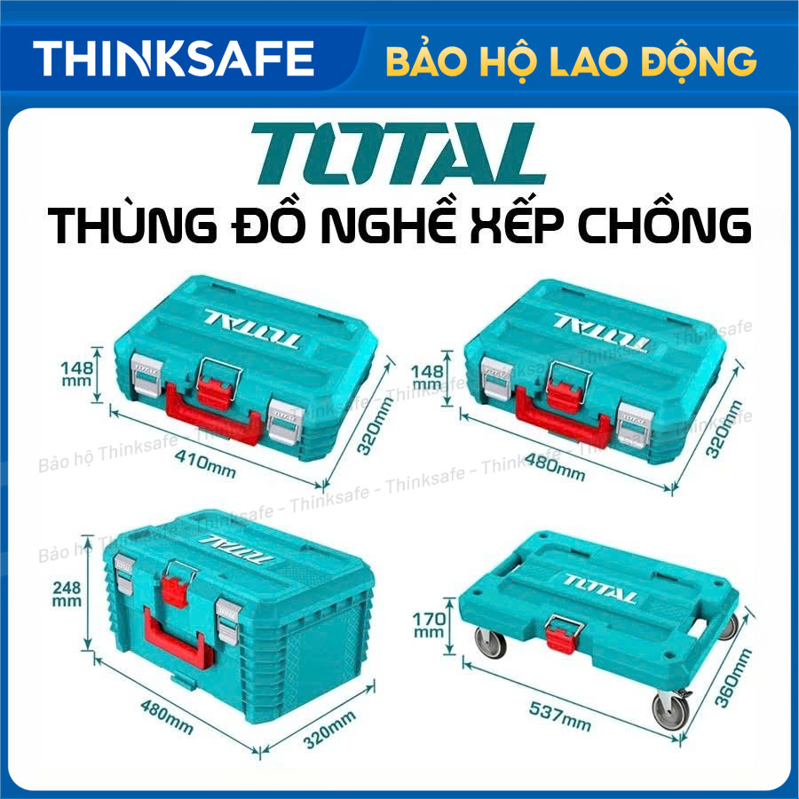 Hộp Đựng Đồ Nghề Xếp Chồng TOTAL TPBXS101/ TPBXS102 kích thước 16-19 inch Nhựa PP Bền Chắc Chống Va Đập