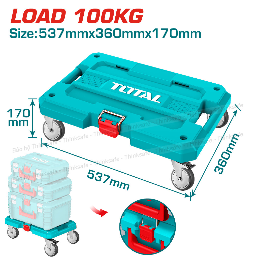 Hộp Đựng Đồ Nghề Xếp Chồng TOTAL TPBXS101/ TPBXS102 kích thước 16-19 inch Nhựa PP Bền Chắc Chống Va Đập