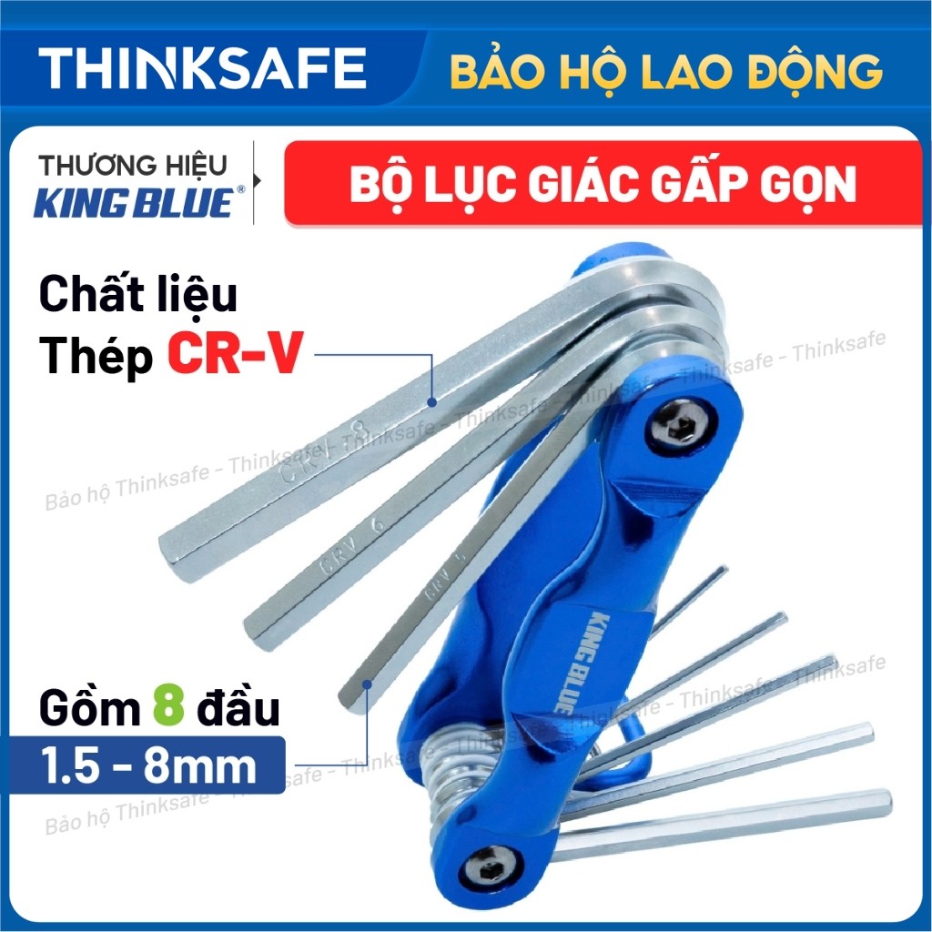 Bộ lục giác gập KingBlue KL-008 Gồm 8 cây 1.5-8mm, Thép Cr-V cao cấp chống mài mòn, Chìa lục giác xếp nhỏ gọn