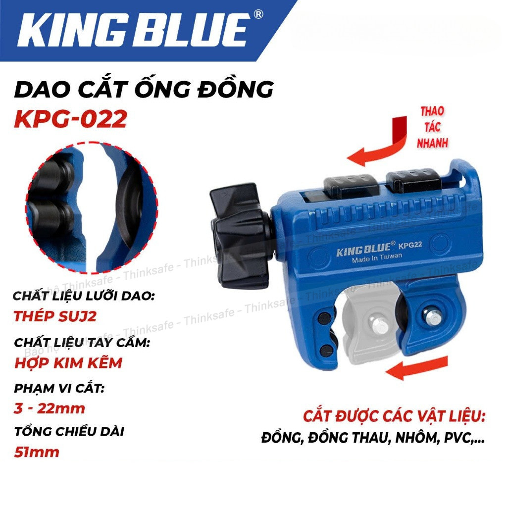 Dao cắt ống đồng KingBlue KPG-022 phạm vi cắt 3-22mm, dài 5cm Thép SUJ2 độ bền cao khả năng chống mài mòn tốt