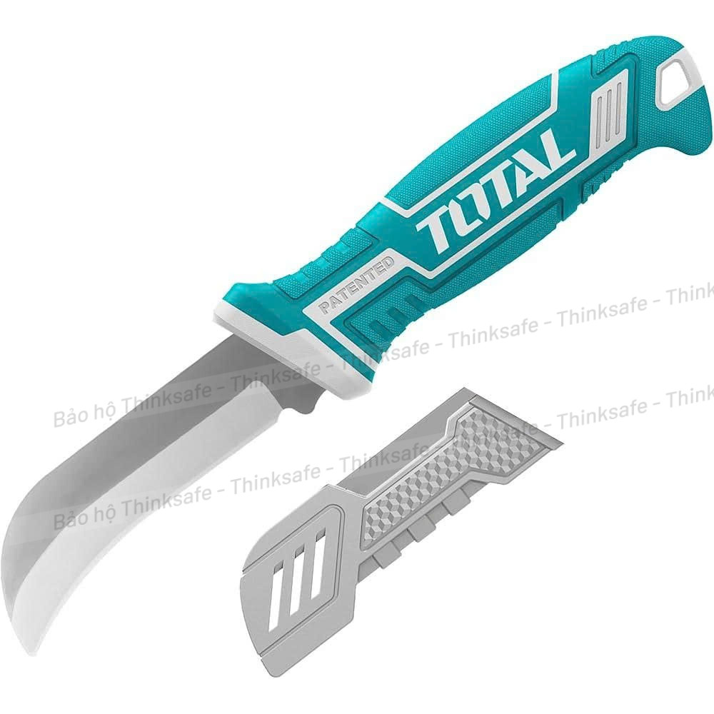 Dao tước dây cáp lưỡi cong TOTAL THT51882 rọc cáp thợ điện, Thép không gỉ, gọt vỏ dây điện, Dao tuốt dây điện