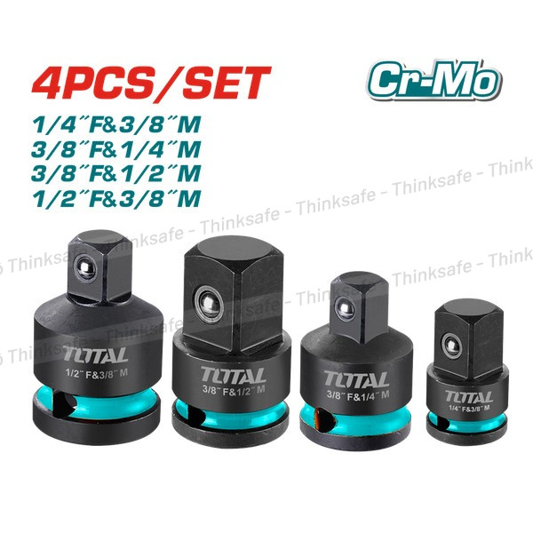 Bộ 4 chuyển đổi đầu tuýp tác động TOTAL THISAD12438, Chất liệu CR-Mo xử lý nhiệt, Chuyên dùng cho máy tác động