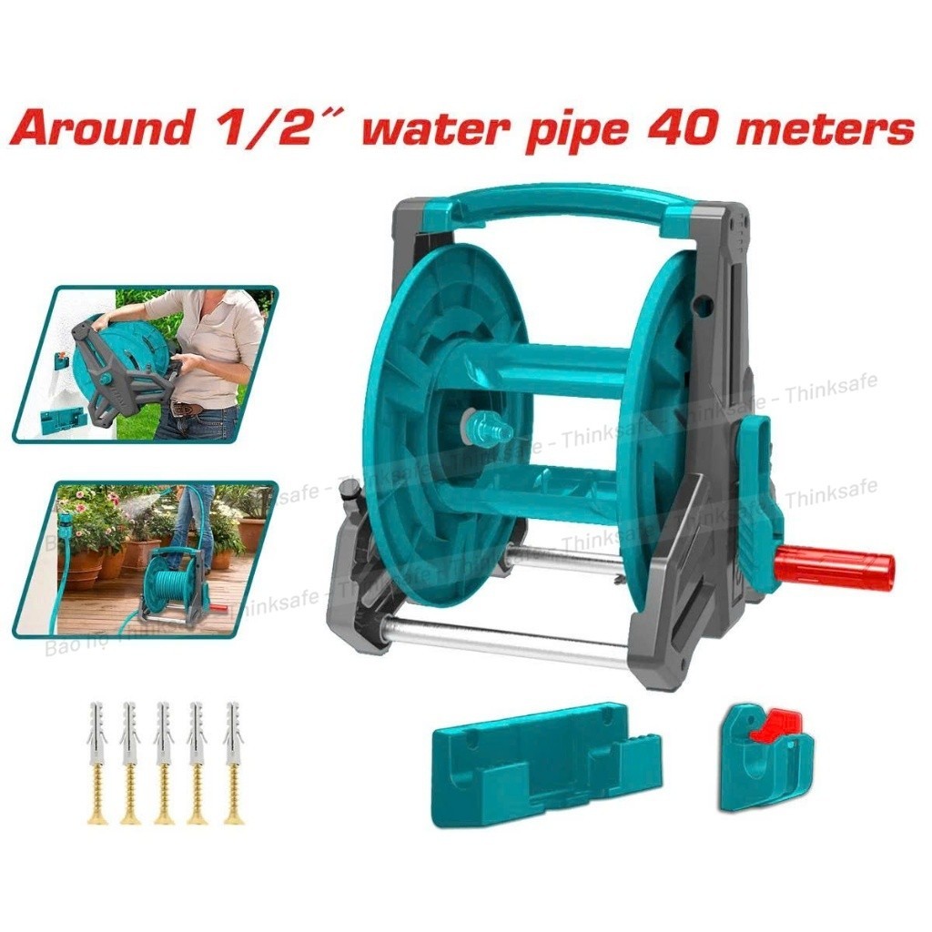 Dụng cụ cuộn ống nước TOTAL THHR40121/ THHR40122/THHR2012  chất liệu PP và Nhôm rulo cuộn ống có thể treo tường