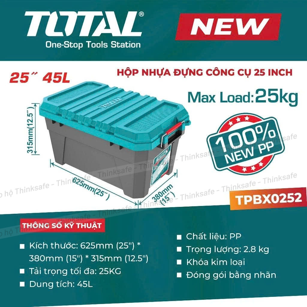Thùng đựng đồ nghề sâu lòng TOTAL TPBX0252