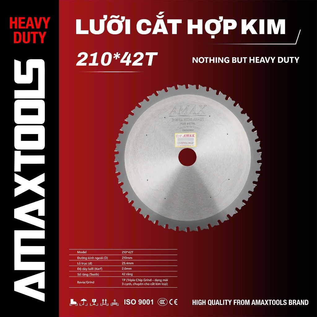 Lưỡi cắt sắt hợp kim AMAXTOOLS 145mm/210mm/305mm Dành cho máy cắt hợp kim tua chậm