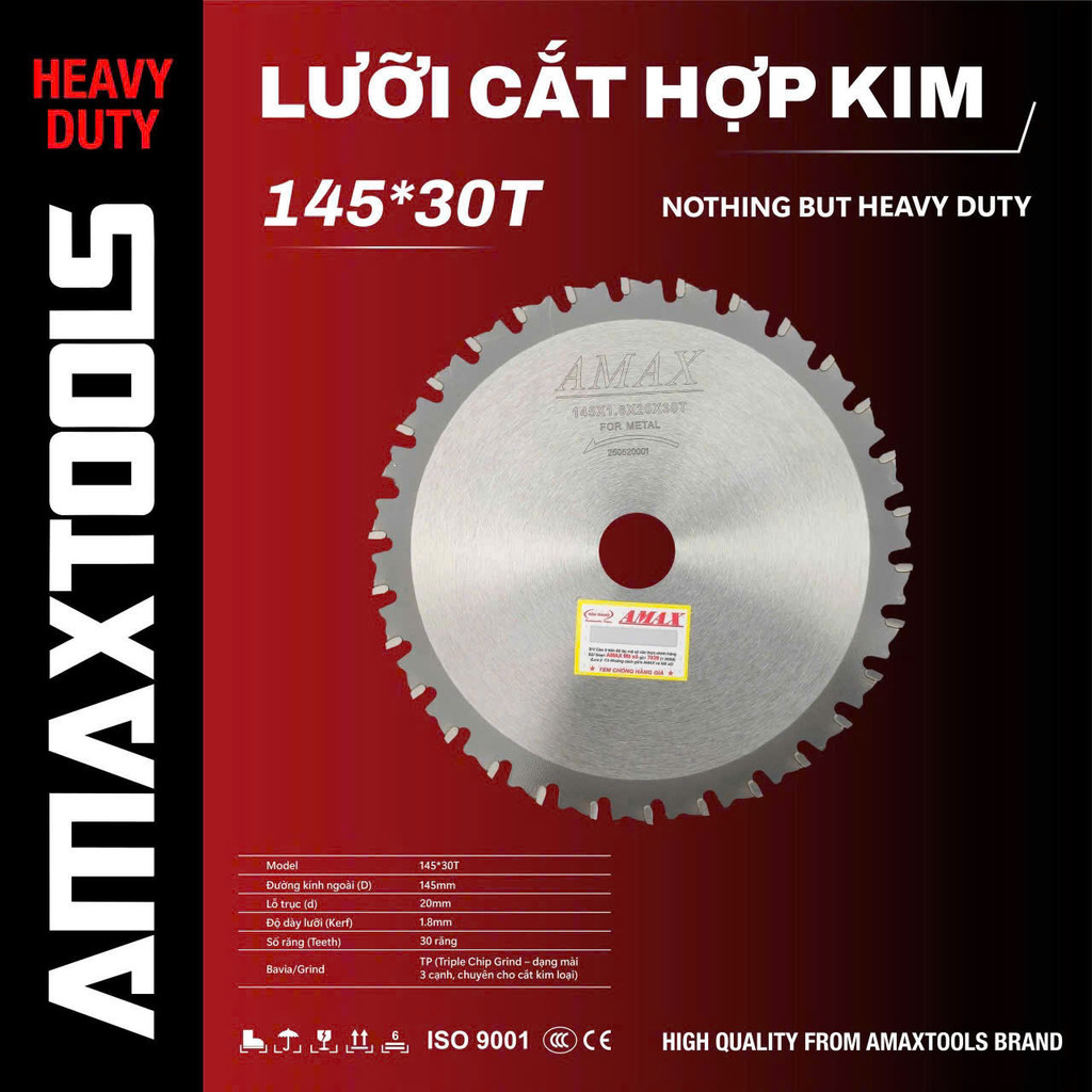 Lưỡi cắt sắt hợp kim AMAXTOOLS 145mm/210mm/305mm Dành cho máy cắt hợp kim tua chậm