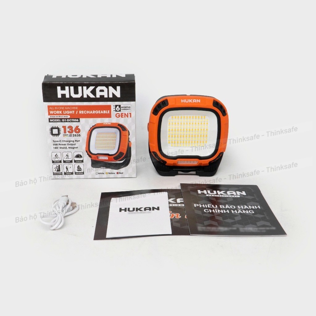 Đèn làm việc tích điện HUKAN G1-DCT006, 136 chip led, hoạt động 2-3h, Đèn led chân đế xoay được 180 độ