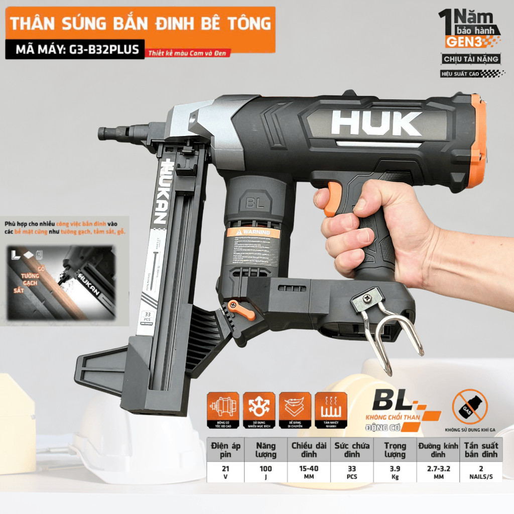 Thân Máy Bắn Đinh Bê Tông HUKAN G3-B32PLUS