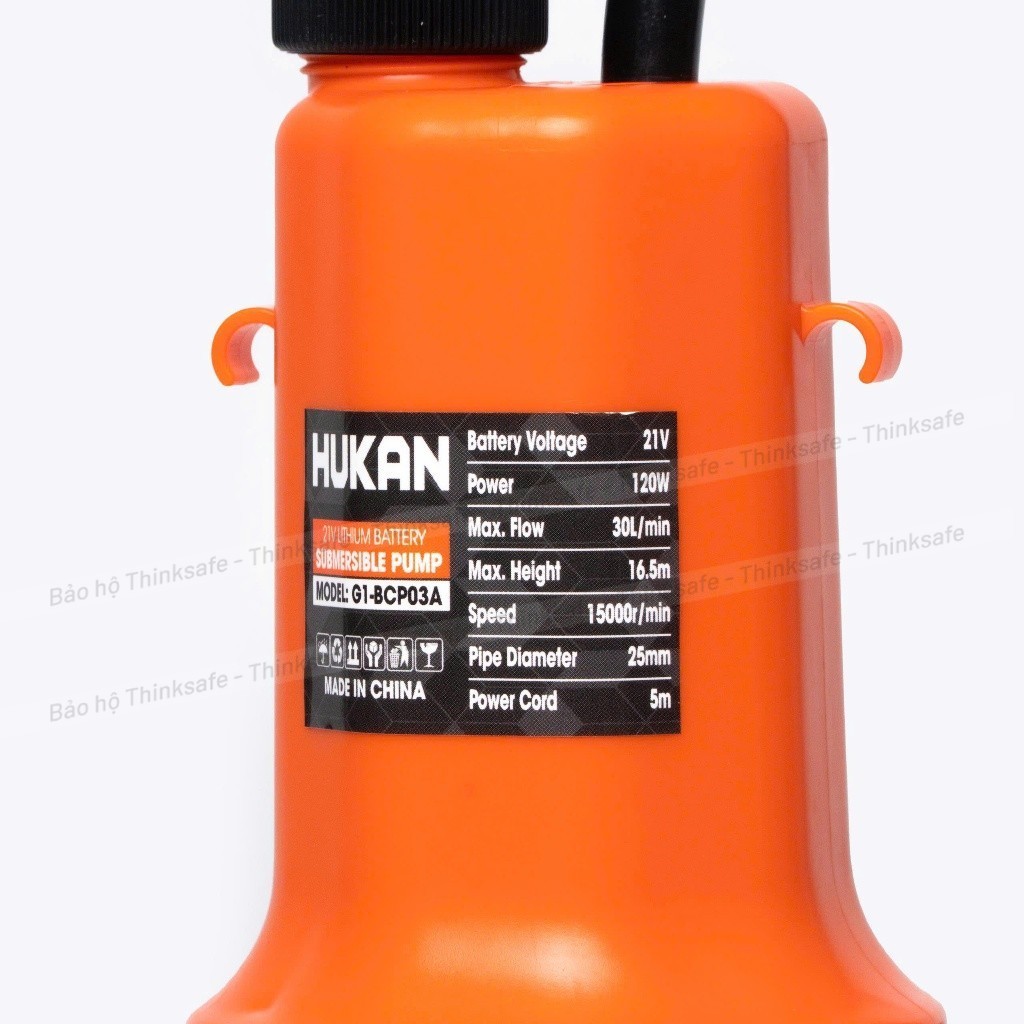 Máy Bơm Chìm Pin 21V HUKAN G1-BCP03A Lưu Lượng 15L/Phút, Ống 25mm, Dây nguồn 5m, Chưa kèm pin sạc