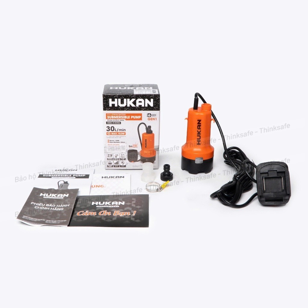 Máy Bơm Chìm Pin 21V HUKAN G1-BCP03A Lưu Lượng 15L/Phút, Ống 25mm, Dây nguồn 5m, Chưa kèm pin sạc