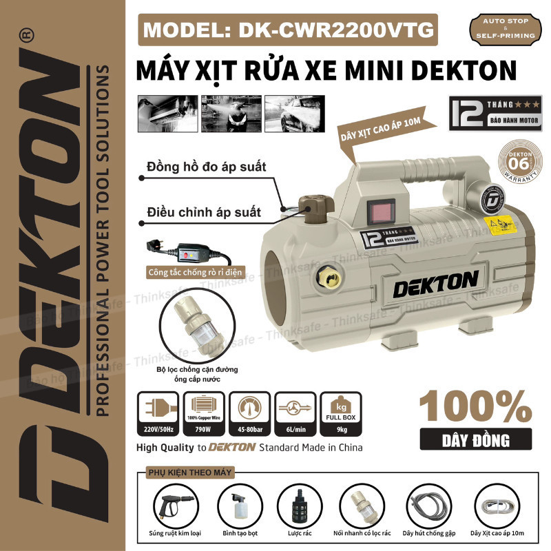Máy Xịt Rửa Xe Chỉnh Áp DEKTON