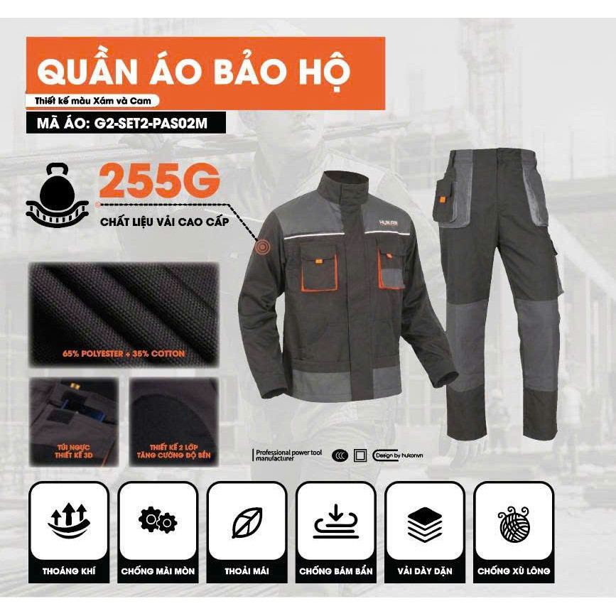 Quần Áo Bảo Hộ Lao Động Hukan G2-SET2-PAS02L, Size L