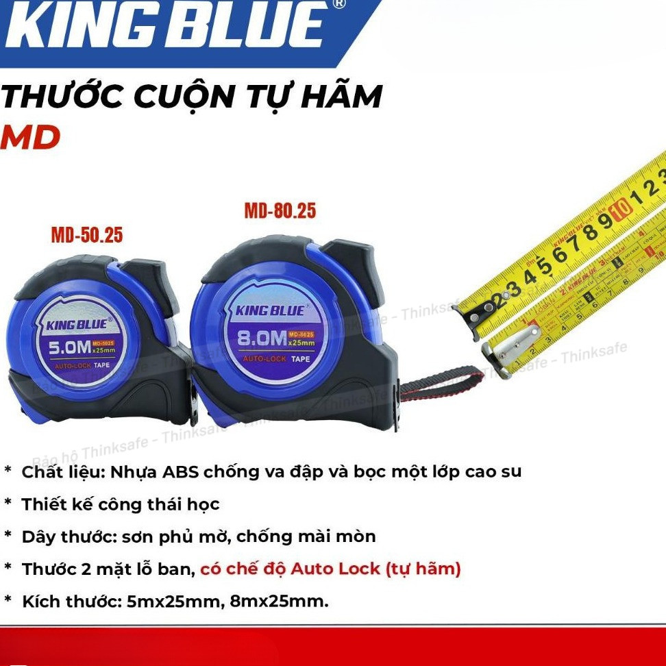 Thước Cuộn Tự Hãm KingBlue, Kích thước 5M - 8M