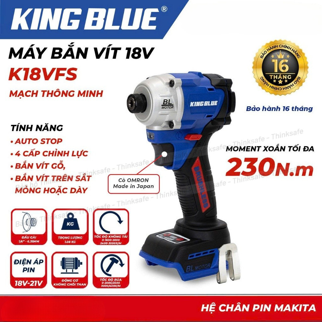 Máy Bắn Vít 18V KingBlue K18VFS Lực siết 230Nm