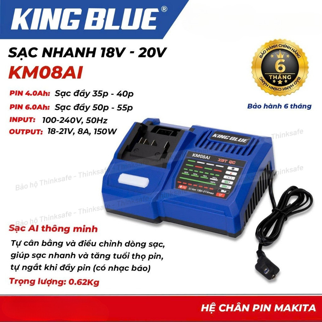 Sạc nhanh AI thông minh KingBlue KM08AI (18V - 21V)