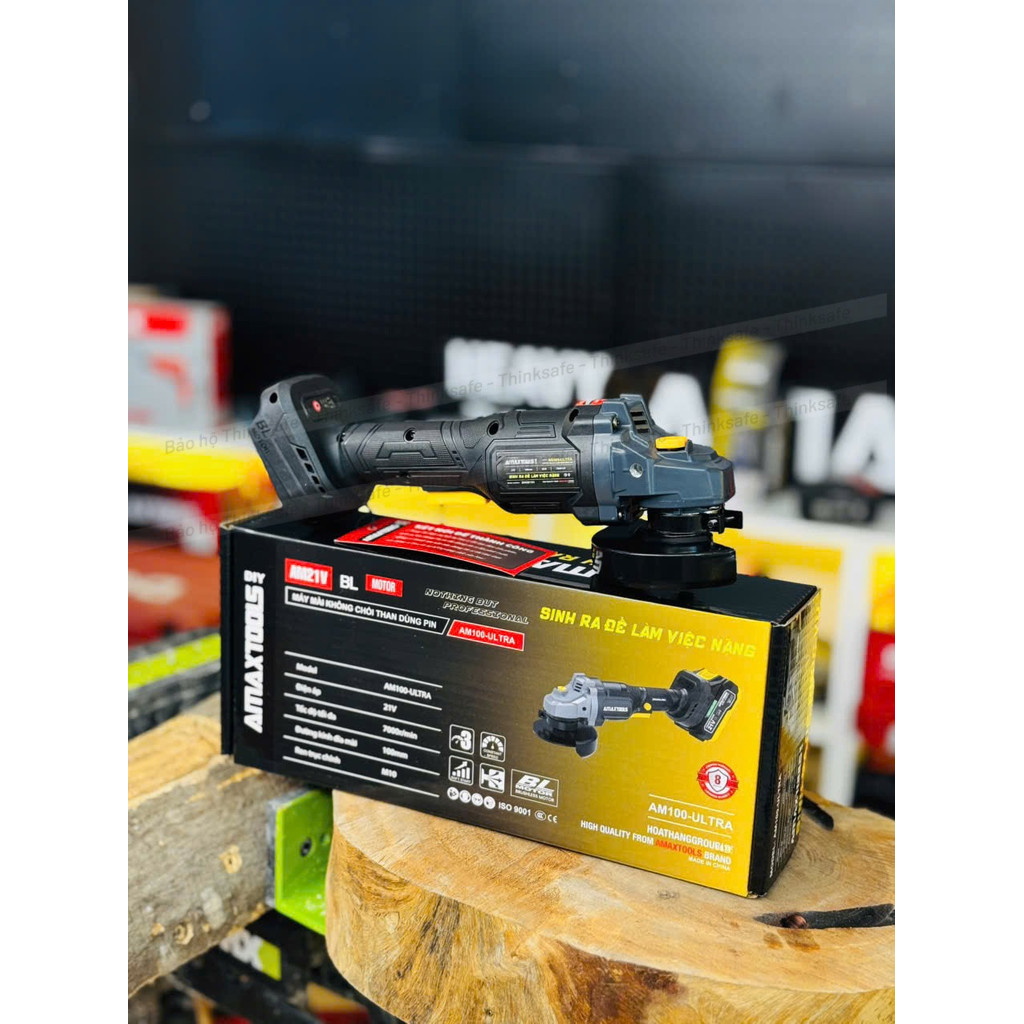 HOT - Máy Mài Góc Pin Amaxtools AM100-ULTRA, Đá 100mm, Tốc độ tối đa 7000v/p, Động Cơ Không Chổi Than, Máy Cắt Cầm Tay