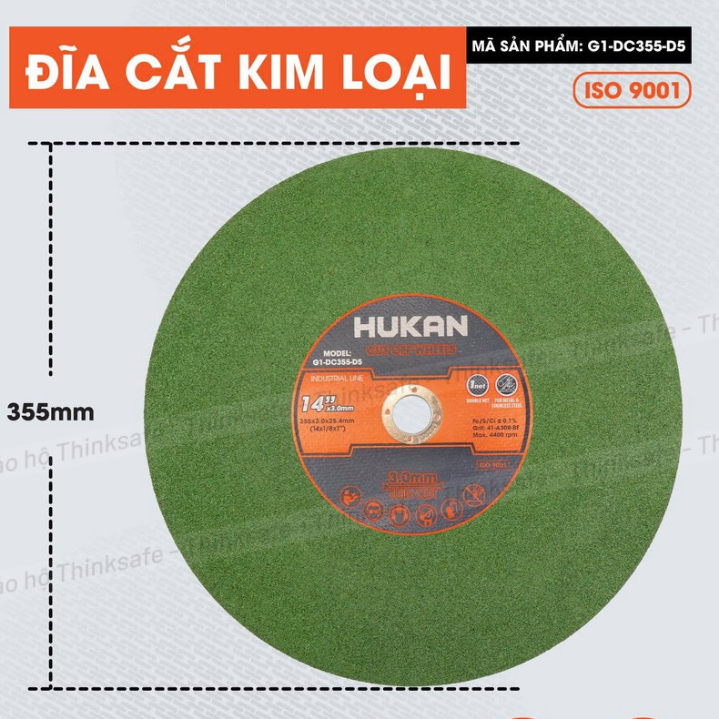Đá Cắt Sắt HUKAN G1-DC355-D5, Kích thước 355mm