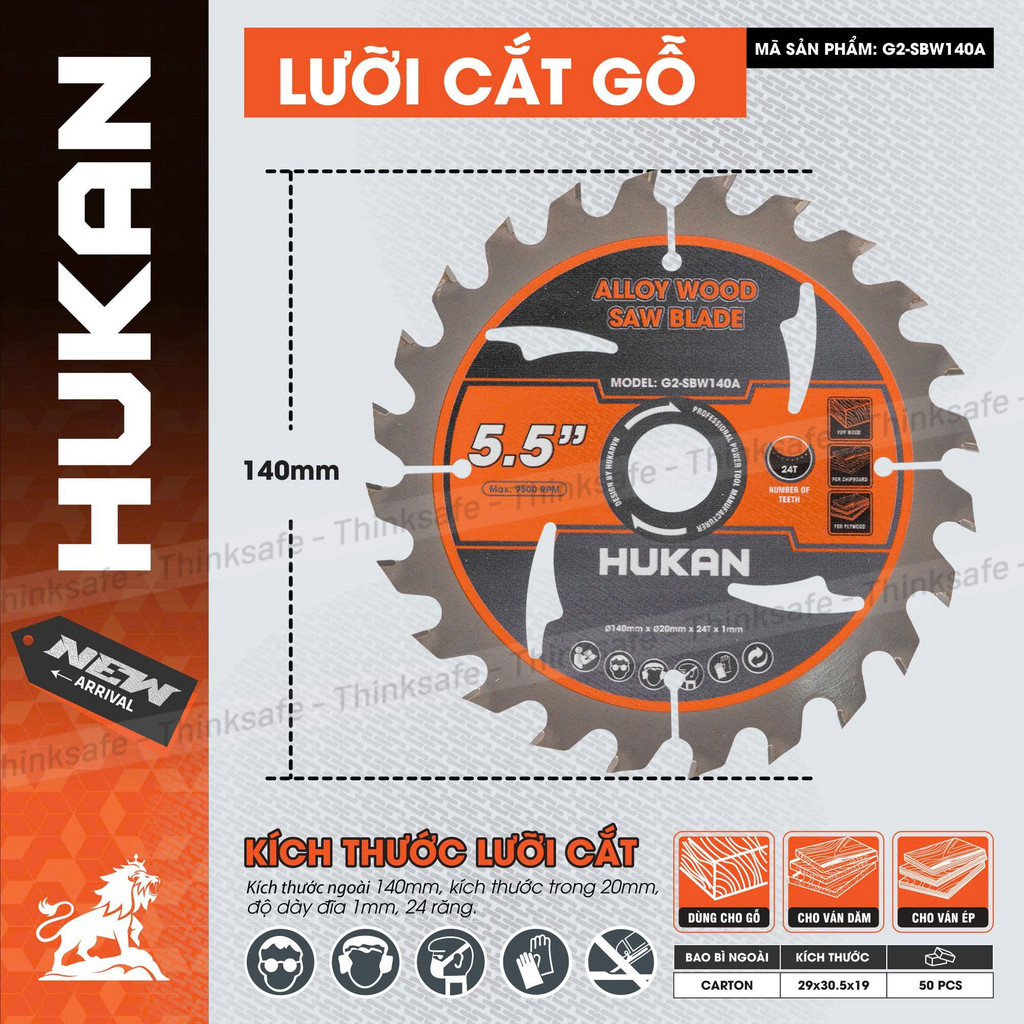 Lưỡi cắt gỗ HUKAN (Gen 2), Kích thước 110mm - 185mm, Chất liệu thép hợp kim, Dùng cắt gỗ, ván ép, Lưỡi cưa gỗ