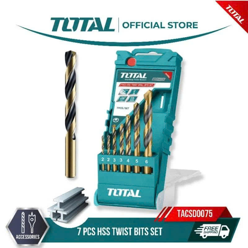 Bộ mũi khoan kim loại đuôi trơn Total, bộ 6 - 12 mũi khoan, đầy đủ các kích thước từ 2mm - 10mm, chính hãng - Thinksafe