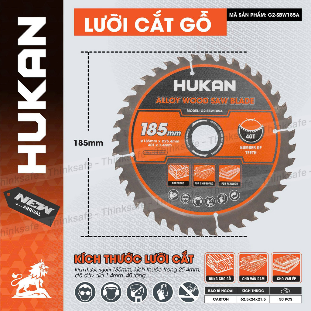 Lưỡi cắt gỗ HUKAN (Gen 2), Kích thước 110mm - 185mm, Chất liệu thép hợp kim, Dùng cắt gỗ, ván ép, Lưỡi cưa gỗ