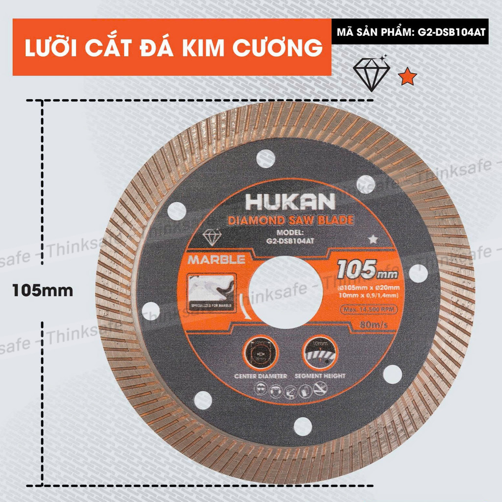 Lưỡi cắt kim cương HUKAN (Gen 2), Kích thước 105mm - 125mm