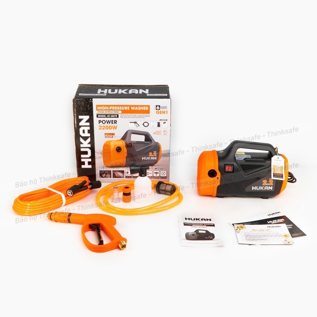 Máy rửa xe áp lực cao HUKAN G1-HK79 2200W/ 130BAR, Động cơ đồng 10 Lít 1 Phút,  Máy xịt rửa ô tô, xe máy, sân vườn