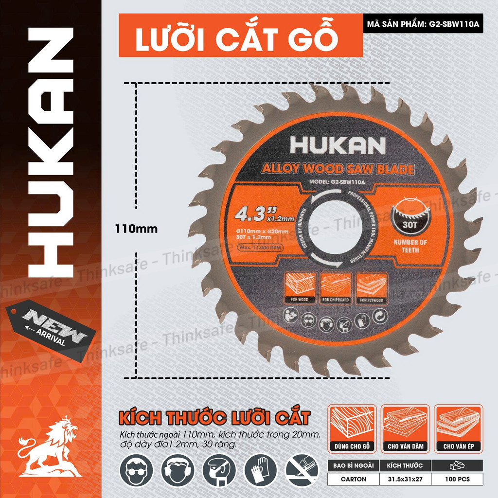 Lưỡi cắt gỗ HUKAN (Gen 2), Kích thước 110mm - 185mm, Chất liệu thép hợp kim, Dùng cắt gỗ, ván ép, Lưỡi cưa gỗ