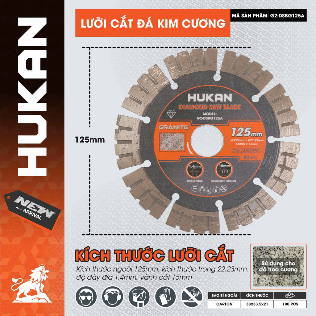 Lưỡi cắt kim cương HUKAN (Gen 2), Kích thước 115mm - 125mm