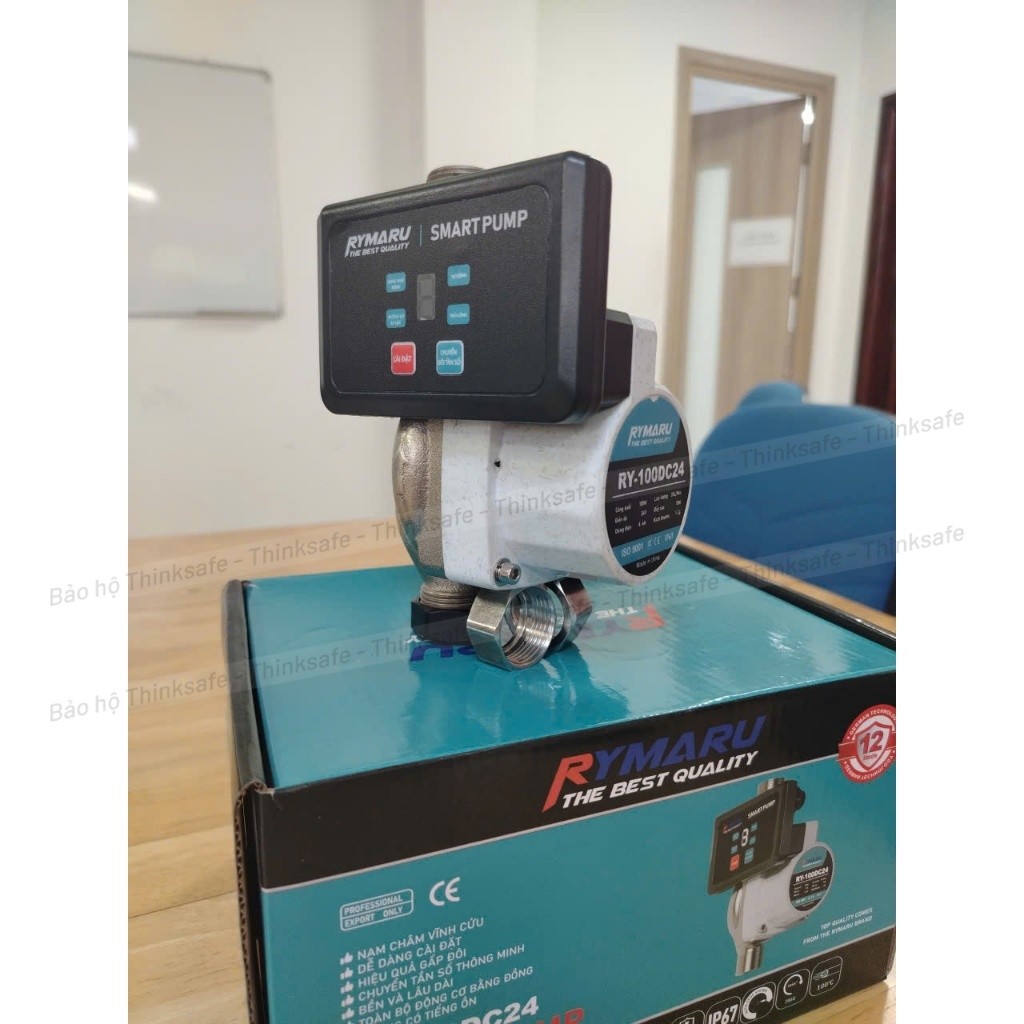 Máy bơm tăng áp mini 24V Rymaru RY-100DC24 bảng điều khiển thông minh ren 27mm cho 1 thiết bị, chống nước, an toàn