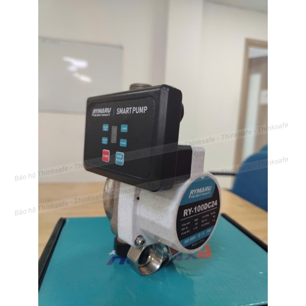 Máy bơm tăng áp mini 24V Rymaru RY-100DC24 bảng điều khiển thông minh ren 27mm cho 1 thiết bị, chống nước, an toàn