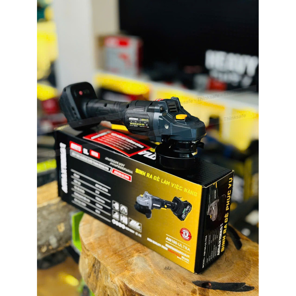 HOT - Máy Mài Góc Pin Amaxtools AM100-ULTRA, Đá 100mm, Tốc độ tối đa 7000v/p, Động Cơ Không Chổi Than, Máy Cắt Cầm Tay