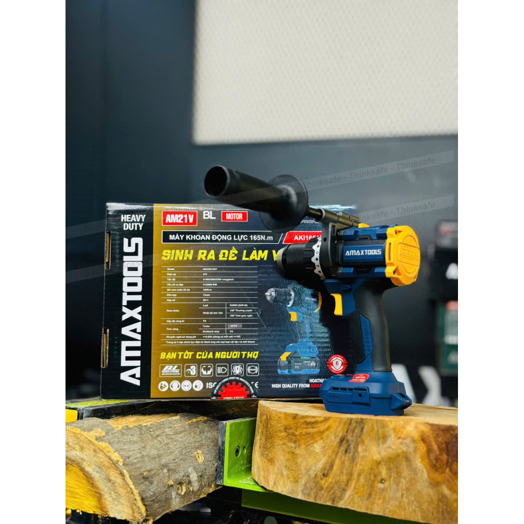 Máy khoan rút lõi 165Nm Amaxtools AKI16513-GT Máy khoan pin 3 chức năng đầu kẹp 13mm, 20 cấp trượt, Máy Khoan Động Lực