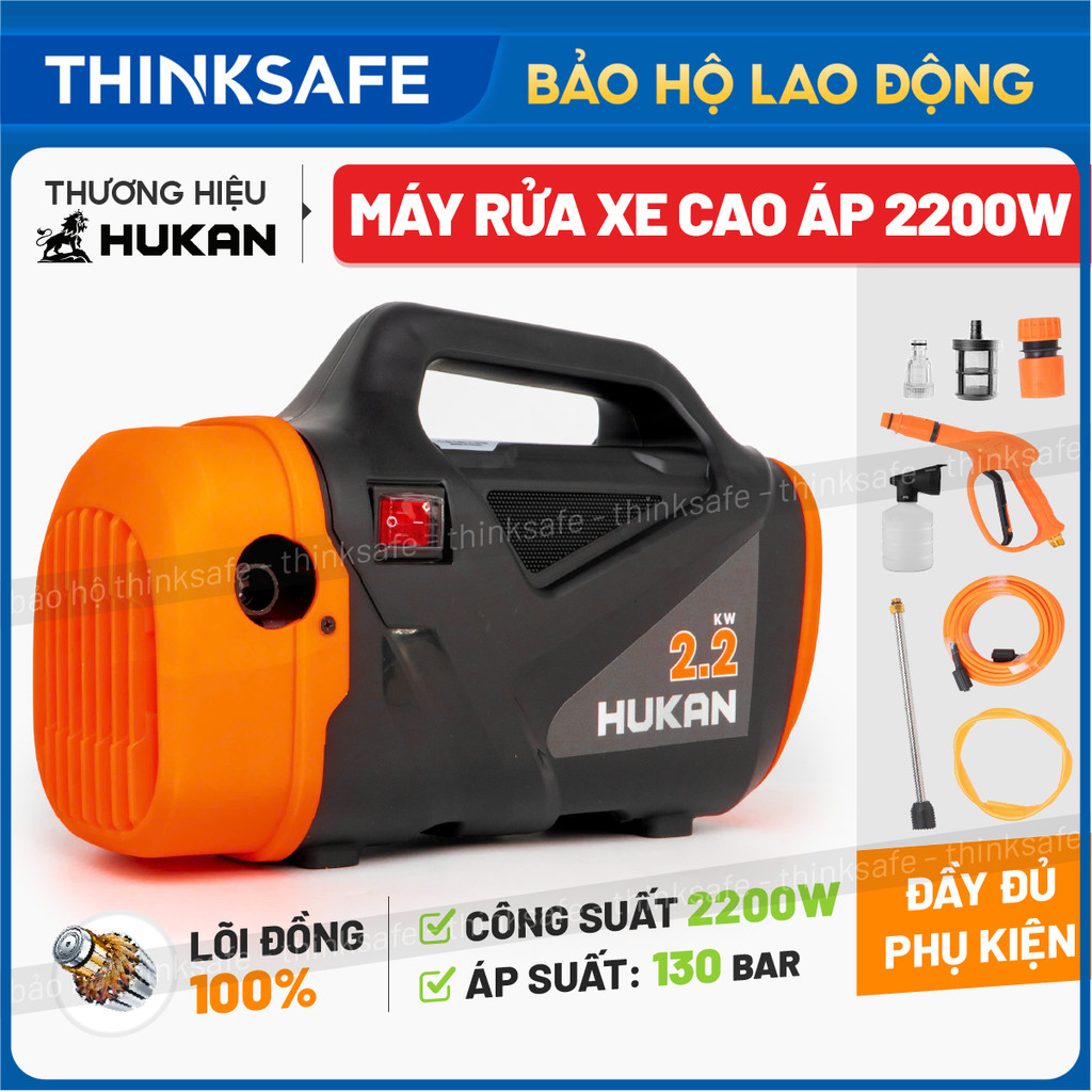 Máy rửa xe áp lực cao HUKAN G1-HK79 2200W/ 130BAR, Động cơ đồng 10 Lít 1 Phút,  Máy xịt rửa ô tô, xe máy, sân vườn
