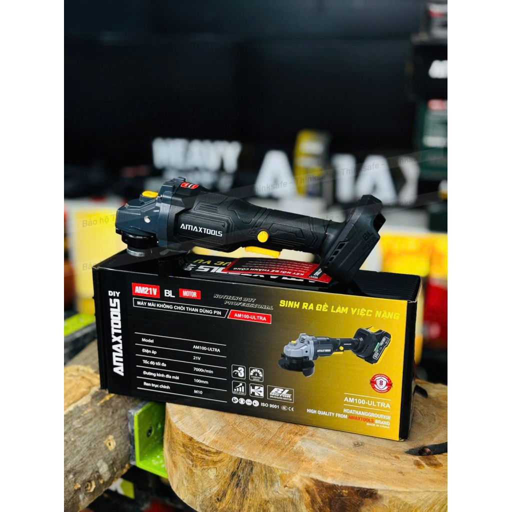 HOT - Máy Mài Góc Pin Amaxtools AM100-ULTRA, Đá 100mm, Tốc độ tối đa 7000v/p, Động Cơ Không Chổi Than, Máy Cắt Cầm Tay