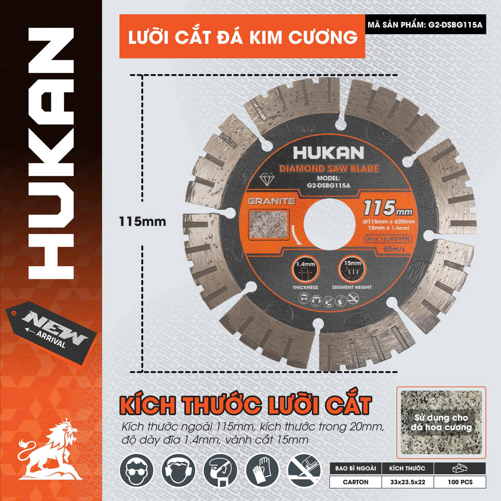 Lưỡi cắt kim cương HUKAN (Gen 2), Kích thước 115mm - 125mm