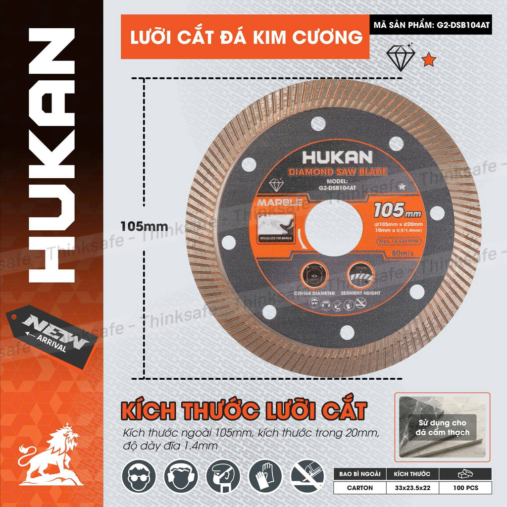 Lưỡi cắt kim cương HUKAN (Gen 2), Kích thước 105mm - 125mm