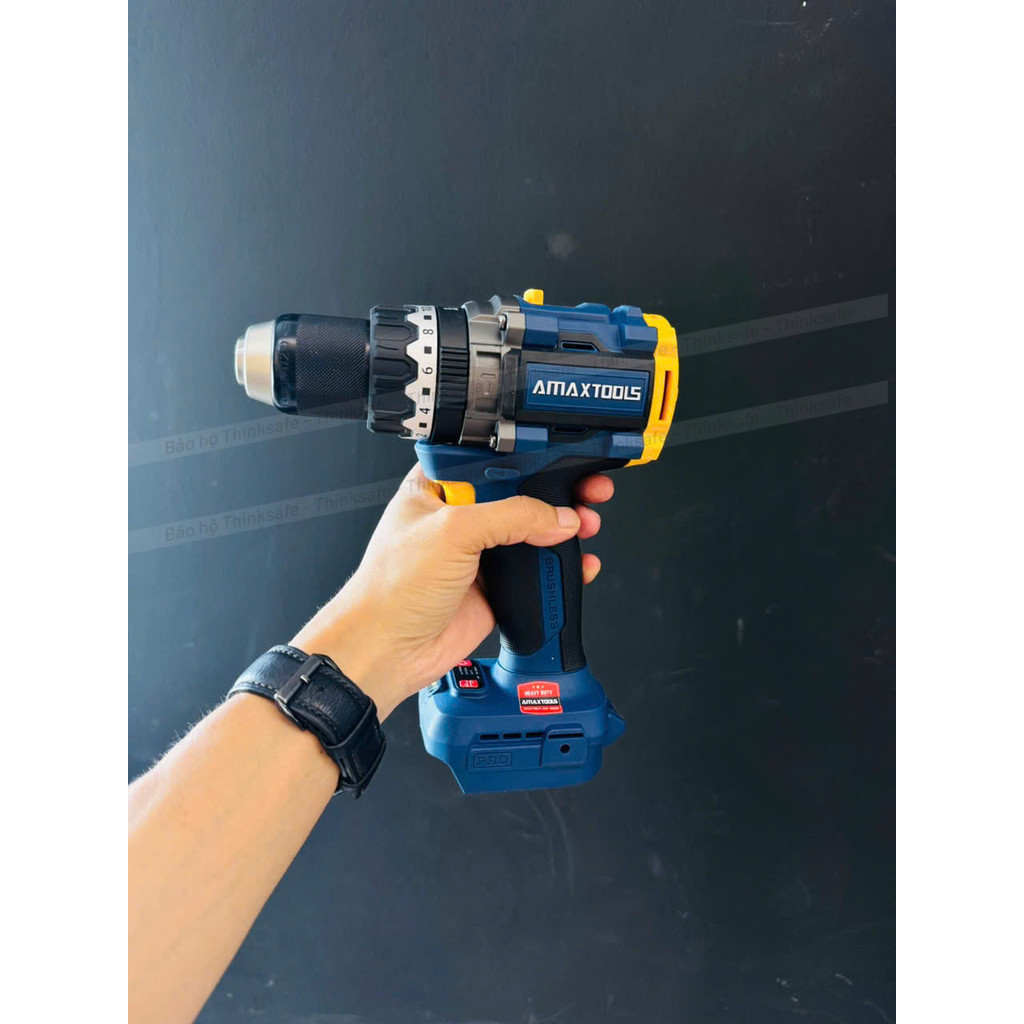 Máy khoan rút lõi 165Nm Amaxtools AKI16513-GT Máy khoan pin 3 chức năng đầu kẹp 13mm, 20 cấp trượt, Máy Khoan Động Lực