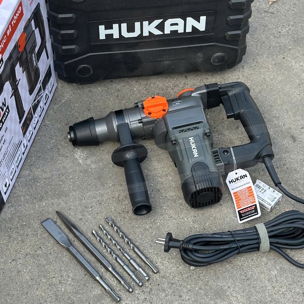 Máy khoan đục bê tông 1020W Hukan G2-RH2166X Lực đập 3.5J Khoan điện 2 chức năng Tặng kèm 2 mũi đục 3 mũi khoan