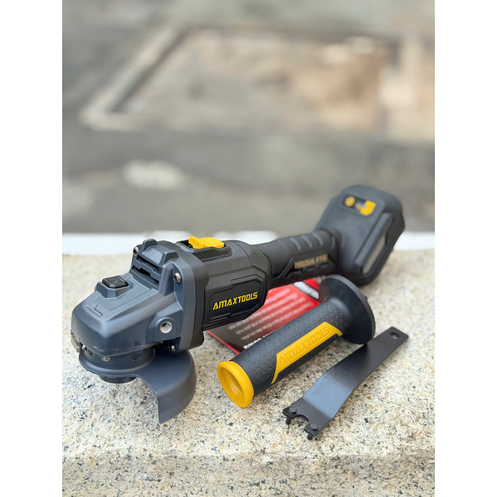 Máy Mài Góc Pin AMAXTOOLS AM100-SM Công Suất 1100W, Đá 100mm, Không Chổi Than, Chống Khởi Động Lại, Có Thắng Từ