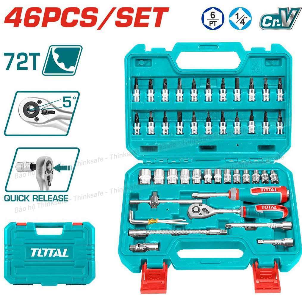 Bộ đầu tuýp 1/4 inch 20-46 chi tiết TOTAL